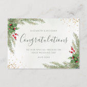 冬の素朴緑の果実パインコーン結婚ズ カード (正面)