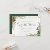 冬の素朴緑の果実パインコーン結婚ズ カード (正面/裏面インサイチュ)