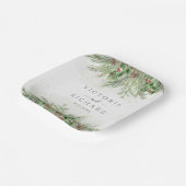 冬の素朴緑の果実パインコーン結婚ズ ペーパープレート (傾斜あり)