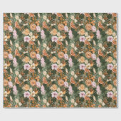 冬の素朴緑の柑橘系の植物性クリスマス ラッピングペーパー (フラット)