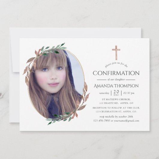 冬の素朴緑の確認 招待状 (正面)