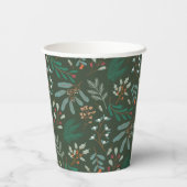 冬の素朴葉のパターン緑 紙コップ (裏面)