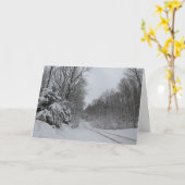 冬の素朴雪のシーン空白のイン カード (黄色い花)