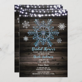 冬の素朴雪片&ライトブライダルシャワー 招待状