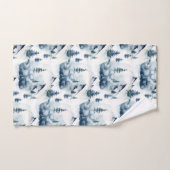 冬の素朴青い山のパターン バスタオルセット (ハンドタオル)