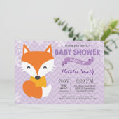 冬の紫のキツネの女の子のベビーシャワー招待状 招待状 (スタンド正面)
