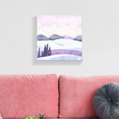 冬の紫の丘陵の水色 キャンバスプリント (インサイチュ (リビング))