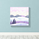 冬の紫の丘陵の水色 キャンバスプリント (インサイチュ (ウッドフロア))