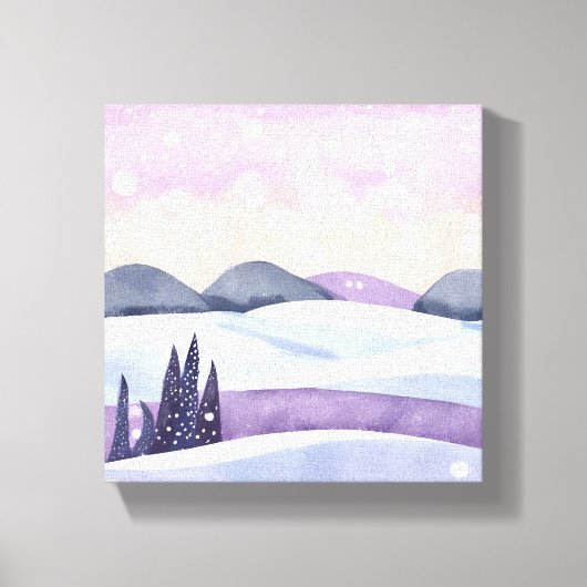 冬の紫の丘陵の水色 キャンバスプリント (正面)