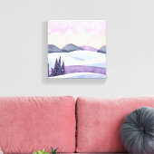 冬の紫の丘陵の水色 キャンバスプリント (インサイチュ (リビング))
