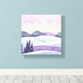 冬の紫の丘陵の水色 キャンバスプリント (インサイチュ (ウッドフロア))