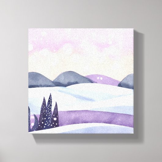 冬の紫の丘陵の水色 キャンバスプリント (正面)