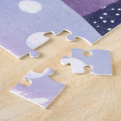 冬の紫の丘陵の水色 ジグソーパズル (側面)