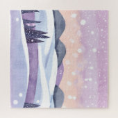 冬の紫の丘陵の水色 ジグソーパズル (横)