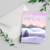 冬の紫の丘陵の水色 ポストカード