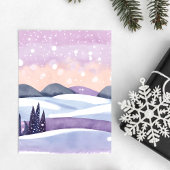 冬の紫の丘陵の水色 ポストカード