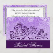 冬の紫の雪の結晶のウェディングシャワーの招待状 招待状 (正面/裏面)