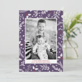 冬の紫色の実りクリスマス ホリデー フラット カード (スタンド正面)