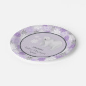 冬の紫色の極熊スノーフレーク赤ちゃんシャワー ペーパープレート (アングル)