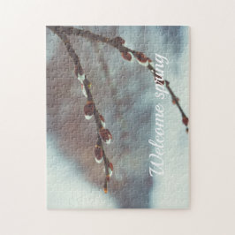 冬の終わりにカチキンを持つプッシー柳の枝 ジグソーパズル