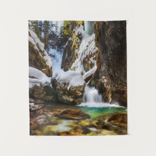 冬の終わりにGozd Martuljekで美しいストリーム タペストリー (正面)