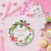 冬の結婚する花の水彩画のリース| ペーパープレート (パーティー)