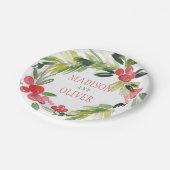 冬の結婚する花の水彩画のリース| ペーパープレート (アングル)