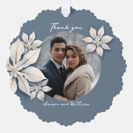 冬の結婚フローラの感謝してい写真 オーナメントカード