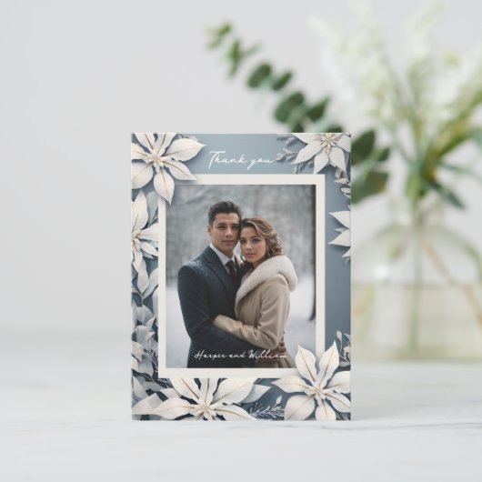 冬の結婚フローラの感謝してい写真 ポストカード (スタンド正面)