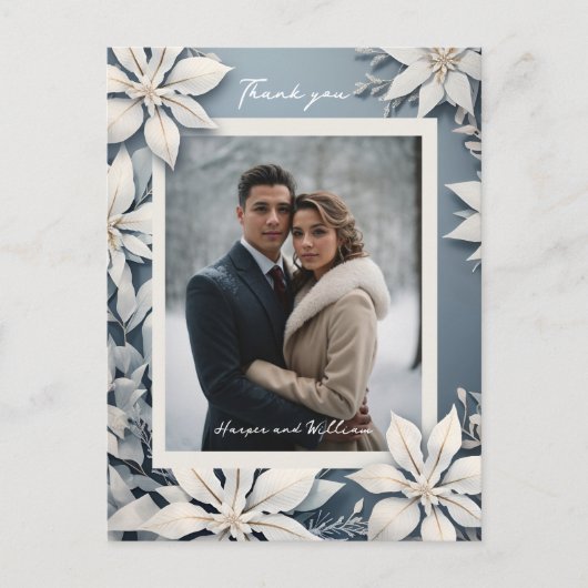 冬の結婚フローラの感謝してい写真 ポストカード (正面)