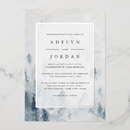 冬の結婚夢想 箔招待状 (正面)