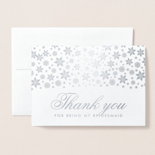 冬の結婚式ありがとうブライドメイド銀 箔カード (封筒付き正面)