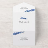 冬の結婚式と青葉いユーカリ枝 オールインワン招待状 (外側)