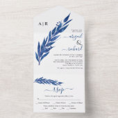 冬の結婚式と青葉いユーカリ枝 オールインワン招待状 (内側)