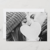 冬の結婚式のグリーンと初雪のフォト 招待状 (裏面)