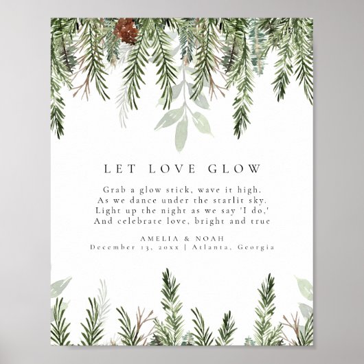 冬の結婚式のグロースティック送信オフ表の看板 ポスター (正面)