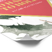 冬の結婚式のサイン水の色ホリーとベリー ポスター (角)