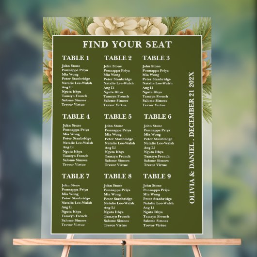 冬の結婚式のシーティングチャート曇りアクリルの看板 アクリルサイン (ニュートラル)