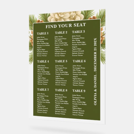 冬の結婚式のシーティングチャート曇りアクリルの看板 アクリルサイン (傾斜)