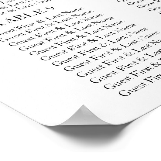 冬の結婚式のシーティングチャート金箔の水色 ポスター (角)