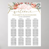 冬の結婚式のシーティングチャート金箔の水色 ポスター (正面)