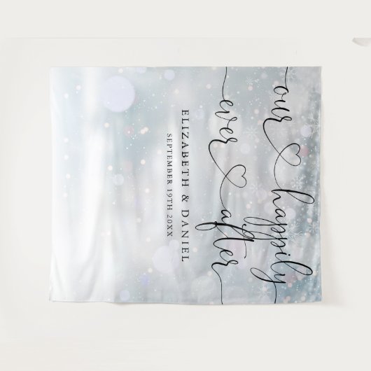 冬の結婚式のスクリプト後ずっと写真の背景 タペストリー (正面(横))