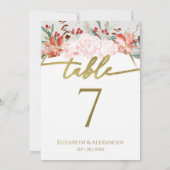 冬の結婚式のテーブル番号ギルド水色 (裏面)