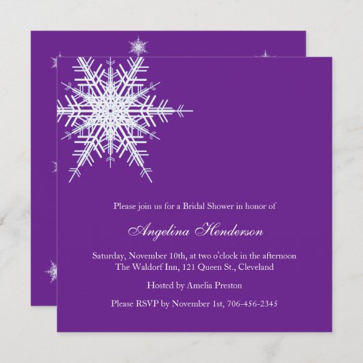 冬の結婚式のブライダルシャワーの招待 招待状 (正面/裏面)