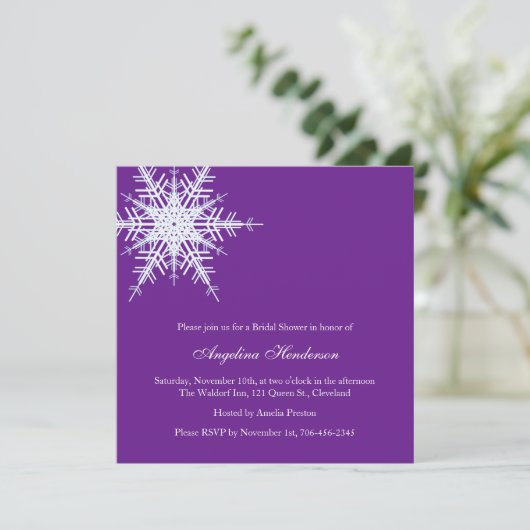 冬の結婚式のブライダルシャワーの招待 招待状 (スタンド正面)