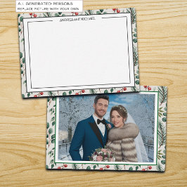冬の結婚式のベリーセージの写真の御礼カード ノートカード
