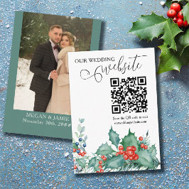 冬の結婚式のホーリーパインウェブサイトQRコード エンクロージャーカード