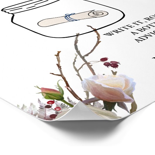 冬の結婚式のメッセージのボトルゲストブックの看板 ポスター (角)