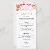 冬の結婚式のメニューカード金箔の水色フローラ (正面)