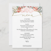 冬の結婚式のメニューカード金箔の水色フローラ 招待状 (正面)